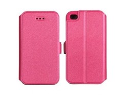 Tok álló bőr Apple iPhone SE / 5 / 5S (oldalra nyíló, mágneses zár szilikon belsővel, kártya tartóval) flip rózsaszín