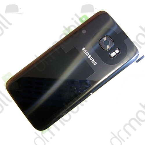 Akkufedél Samsung Galaxy S7 (SM-G930) hátlap fekete, kamera lencsével 