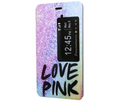 Tok flip Huawei P8 (ablakos, asztali tartó funkció) színes mintás " Love Pink"
