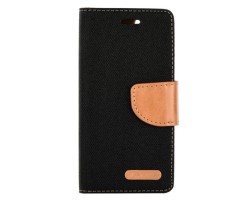 Tok álló bőr Apple iPhone SE / 5 / 5S  Canvas (flip, mágneses, oldalra nyíló, bankkártya tartó) fekete