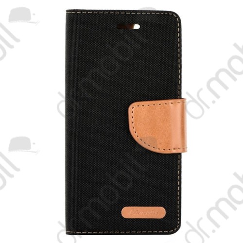 Tok álló bőr Apple iPhone SE / 5 / 5S  Canvas (flip, mágneses, oldalra nyíló, bankkártya tartó) fekete