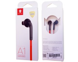 Fülhallgató vezetékes FSHANG A1 headset 3,5mm (gumiharangos, mikrofonos, felvevőgombos) fekete - piros