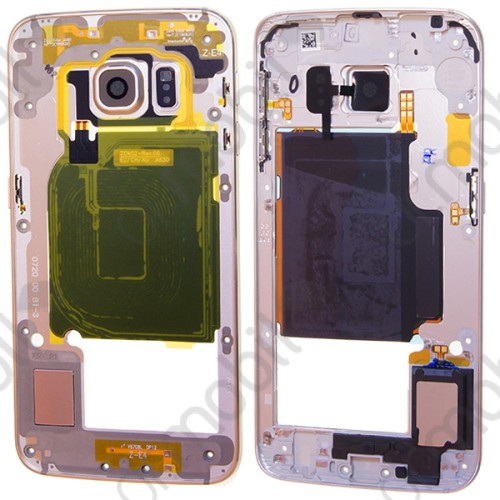 Középső keret Samsung SM-G925 Galaxy S6 EDGE arany (csengő hangszóróval, gombokkal, antennával)
