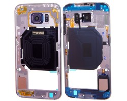 Középső keret Samsung SM-G920 Galaxy S6 fekete (csengő hangszóróval, gombokkal, antennával)
