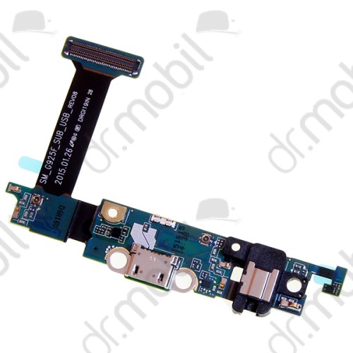 Töltő csatlakozó / rendszercsatlakozó Samsung SM-G925 Galaxy S6 EDGE (mikrofon, 3,5mm jack csatlakozó és átvezető kábel)