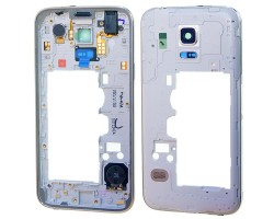 Középső keret Samsung SM-G800 Galaxy S5 mini fekete (csengő hangszóróval, rezgő, gombokkal, antennával, 3,5mm jack)
