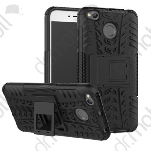 Defender műanyag telefonvédő Xiaomi Redmi 4X tok (közepesen ütésálló, gumi / szilikon belső, kitámasztó, autógumi minta) fekete