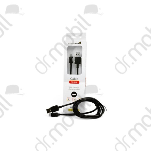 Adatkábel és töltőkábel Powermax USB A (USB-A 3.0) - USB Type-C (USB-C) 1m fekete