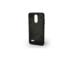 Telefonvédő gumi / szilikon LG K8 (2017) (közepesen ütésálló, szálcsiszolt, karbonminta) fekete