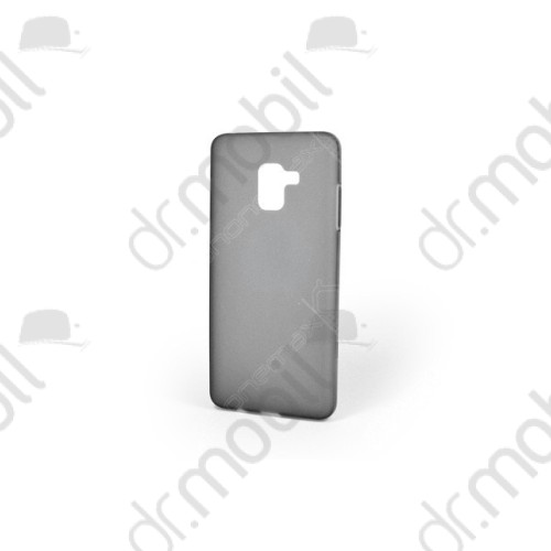 Telefonvédő gumi / szilikon Samsung SM-A730 Galaxy A8 Plus (2018)(fényes keret) átlátszó füstszínű