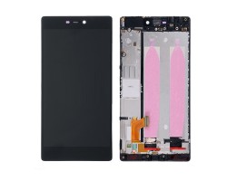Kijelző Huawei P8 (lcd, érintőpanel, átvezető fóliával, kerettel) fekete