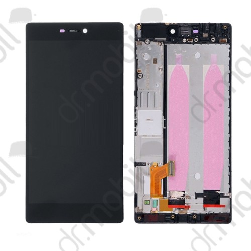 Kijelző Huawei P8 (lcd, érintőpanel, átvezető fóliával, kerettel) fekete