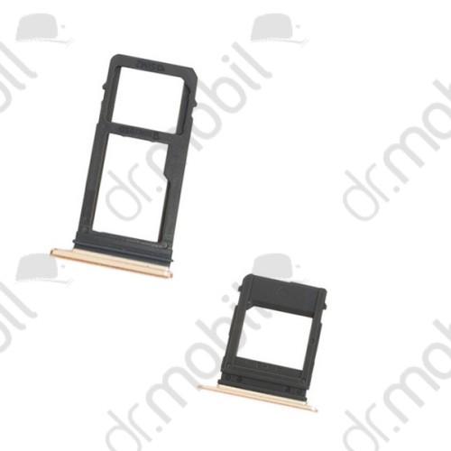 SIM tálca / tartó Samsung SM-A520 Galaxy A5 (2017) DUAL sim és memória kártya tartó arany