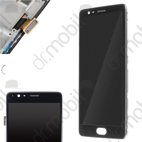 Kijelző OnePlus 3, 3T (A3000,A3003) (lcd, érintőpanel, átvezető fóliával, kerettel) fekete