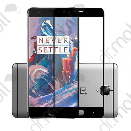 Képernyővédő üveg fólia 5D OnePlus 5 teljes felületén tapad (edzett üveg, karcálló, 9H) íves ráhajlik fekete