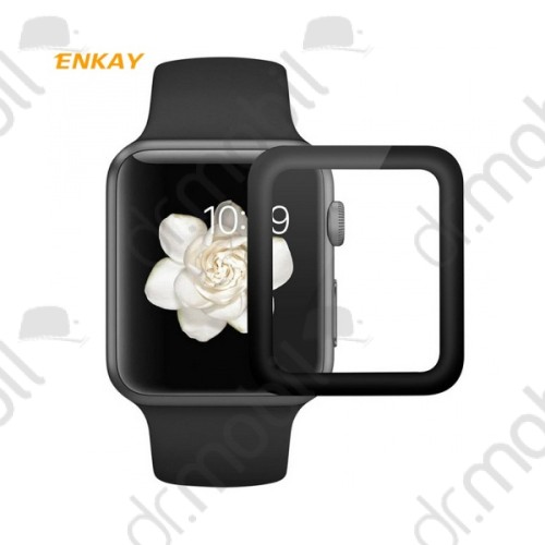 Képernyővédő üveg fólia Apple Watch 1/2/3 38mm (1 db-os, 3D full cover, íves, 0.2 mm, edzett üveg, karcálló, 9H) FEKETE 