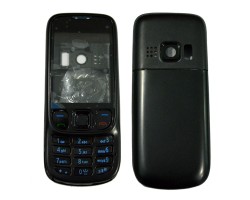 Előlap Nokia 6303 komplett ház előlap + akkufedél billentyűzet, közérész fekete (utángyártott)