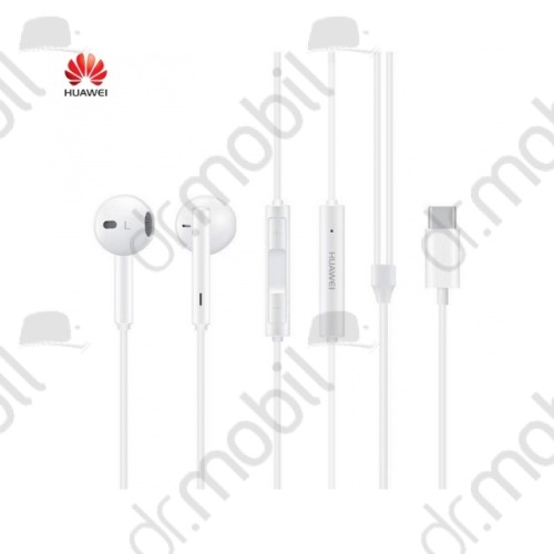 Fülhallgató vezetékes Huawei CM33 (Type-C, mikrofon, felvevő gomb, hangerőszabályzó) fehér stereo headset cs.nélkül