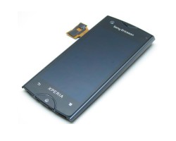 LCD érintőpanel Sony Xperia Ray (ST18i) fekete, ezüst kerettel komplett 