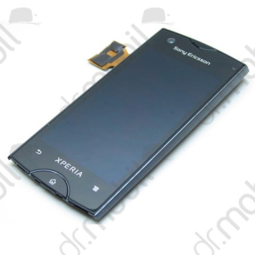 LCD érintőpanel Sony Xperia Ray (ST18i) fekete, ezüst kerettel komplett 