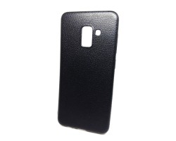 Bőrhatású szilikontok fekete 0,5 mm Samsung SM-A530 Galaxy A8 (2018) fekete