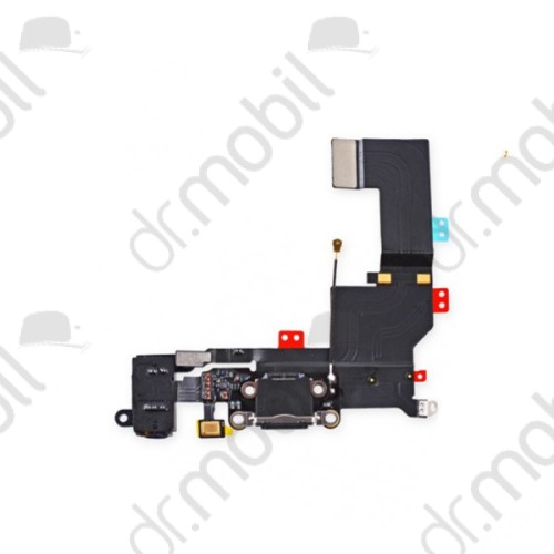 Töltő csatlakozó / rendszer Apple iPhone 5s fekete lightning (3,5mm csatlakozó, mikrofon) 