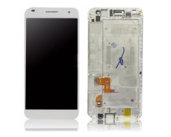 LCD kijelző Huawei Ascend G7 (érintőpanel, átvezető fóliával, kerettel) fehér