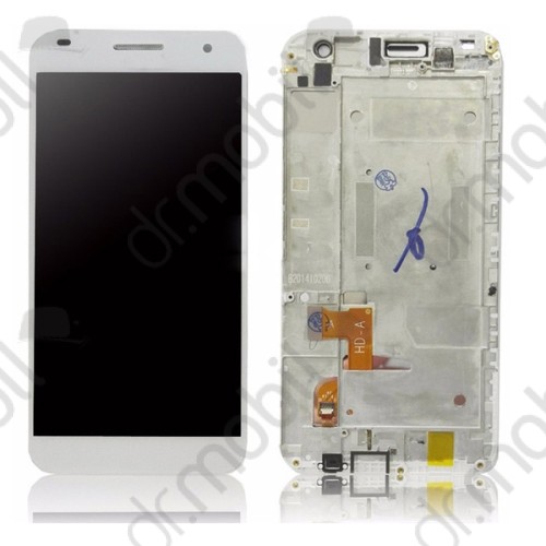 LCD kijelző Huawei Ascend G7 (érintőpanel, átvezető fóliával, kerettel) fehér