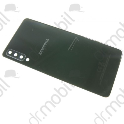 Akkufedél Samsung SM-A750F Galaxy A7 (2018) hátlap fekete, ragasztóval, kamera plexivel 