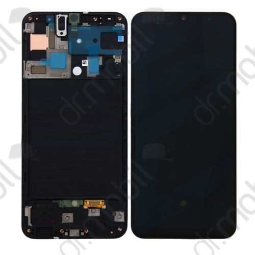 Kijelző Samsung Galaxy A50 (SM-A505F) előlap + LCD kijelző + érintőpanel komplett kerettel fekete TFT incell