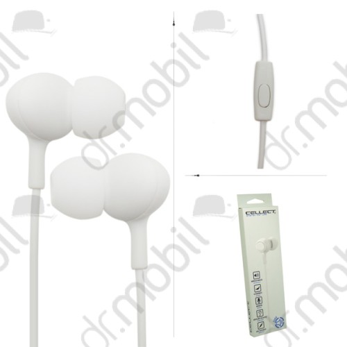 Fülhallgató vezetékes Cellect (3.5 mm jack, felvevő gomb) fehér stereo headset CEL-HEADSET2-W