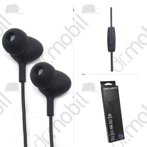 Fülhallgató vezetékes Cellect (3.5 mm jack, felvevő gomb) fekete stereo headset CEL-HEADSET2-BK