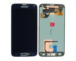 Előlap Samsung Galaxy S5 (SM-G900) LCD kijelző (érintő + kijelző+ ujjlenyomat olvasó gomb) GH97-15959B fekete