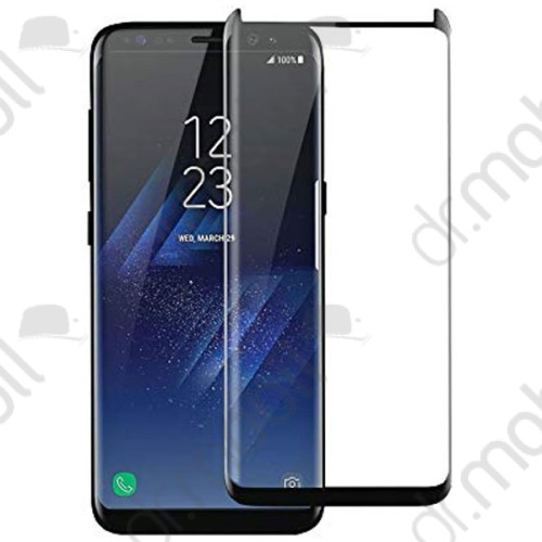 Képernyővédő üveg fólia 3D Samsung Galaxy S8 Plus (SM-G955) (edzett üveg, karcálló, 9H) íves ráhajlik, fekete
