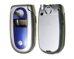 Előlap Motorola V525 komplett ház ezüst-kék