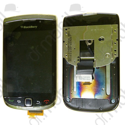 Előlap BlackBerry 9800 Torch komplett felső fekete (lcd, flex, erintő, slide, trackpad stb.)